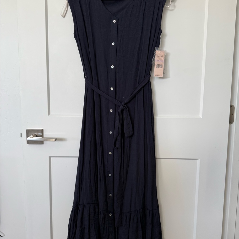 Nanette Lepore Navy Button-Down Maxi Dress